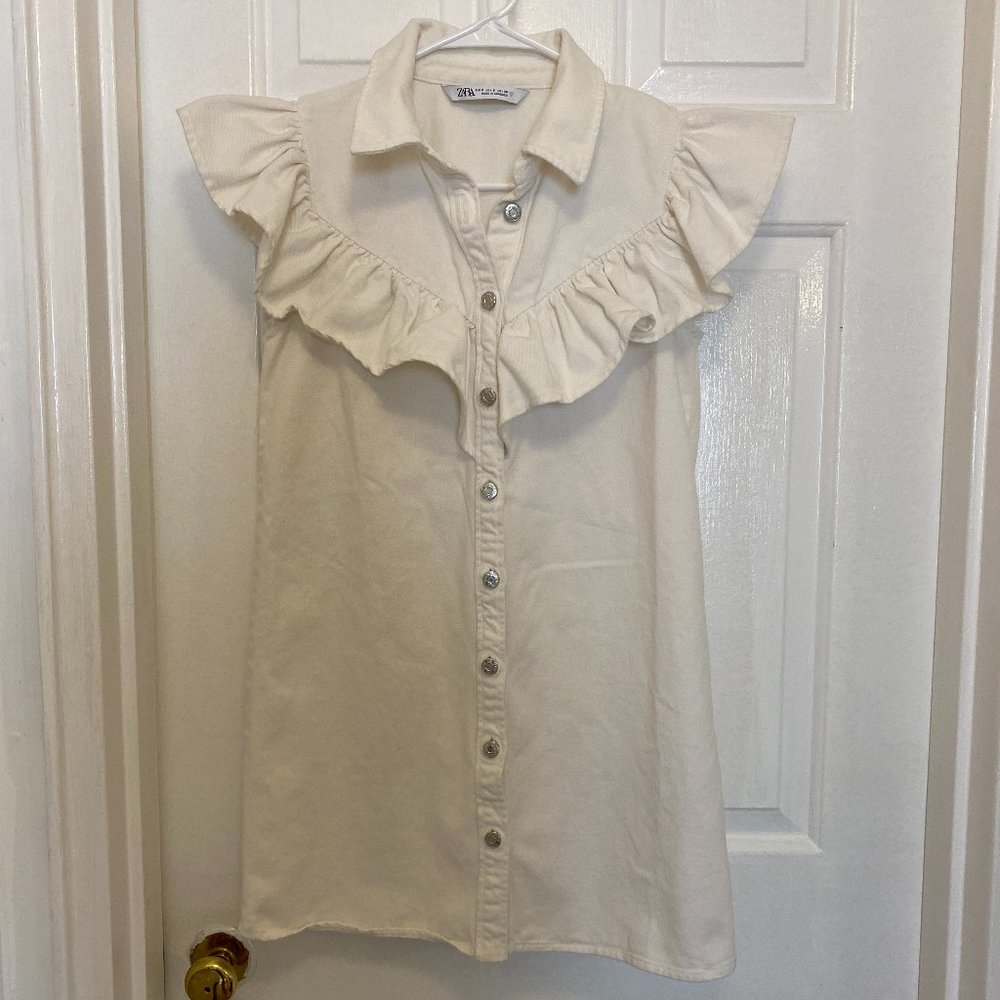 Zara White Denim Dress